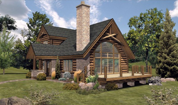 Bay View III - Front Rendering by Wisconsin Log Homes, Inc
