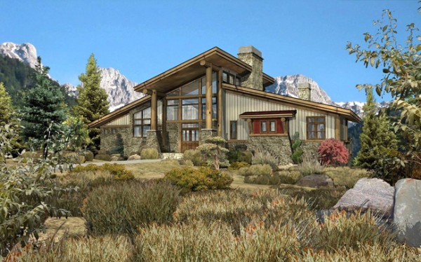 Grandview - Front Rendering by Wisconsin Log Homes (1)