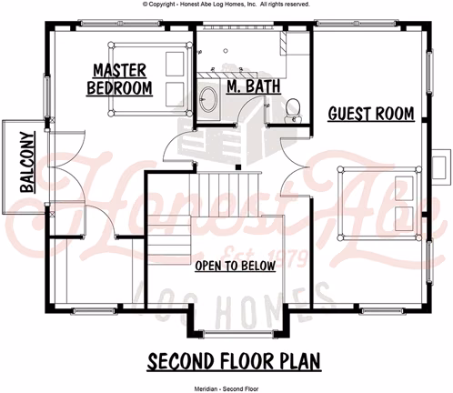 meridian log home floor plan by Honest Abe 2