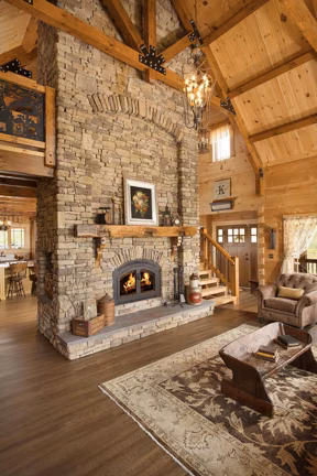 Pleasant Grove Log - Fireplace - Timberhaven